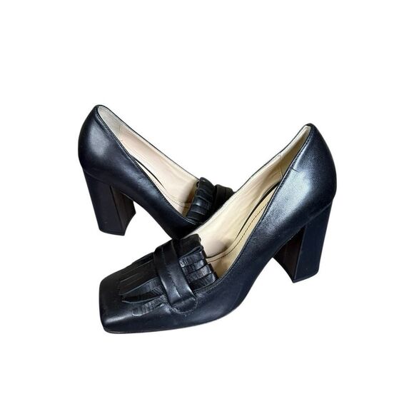 NEW Beautiisoles Made in Italy Women's Loretta Black Leather Fringe Pumps 8 - Picture 3 of 10